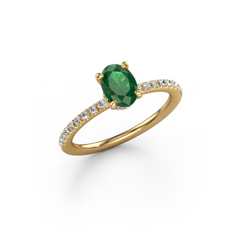 Engagement ring Crystal OVL 4 585 gold emerald 7x5 mm