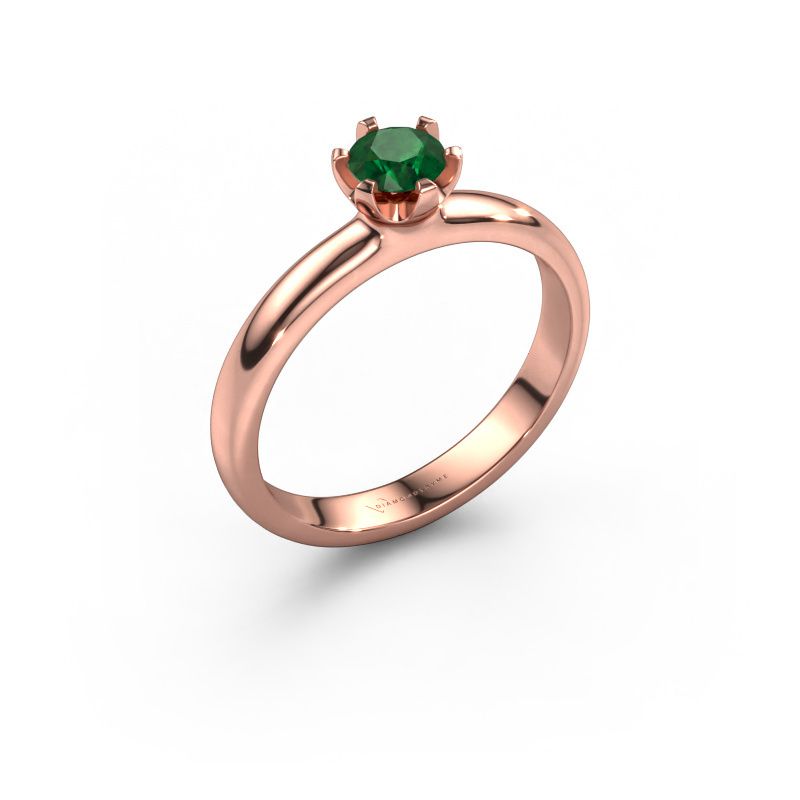 Verlovingsring Lorretta 585 rosé goud smaragd 4.7 mm