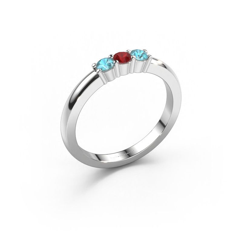 Bague Yasmin 3 950 platine rubis 3 mm