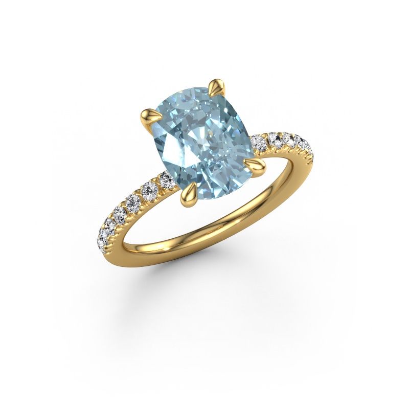 Engagement ring Crystal CSH 2 585 gold blue lab grown diamond 10.2x7.6 mm
