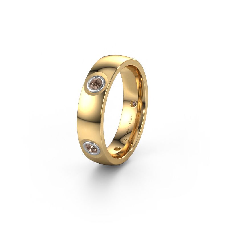 Wedding ring WH0139L25BP 585 gold brown diamond ±5x2 mm