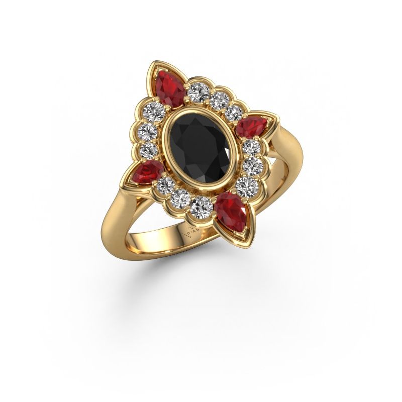 Verlobungsring Door 585 Gold Schwarz Diamant 1.342 crt