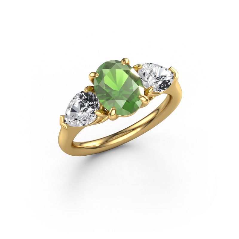 Verlobungsring Carma OVL 585 Gold Turmalin grün 9x7 mm