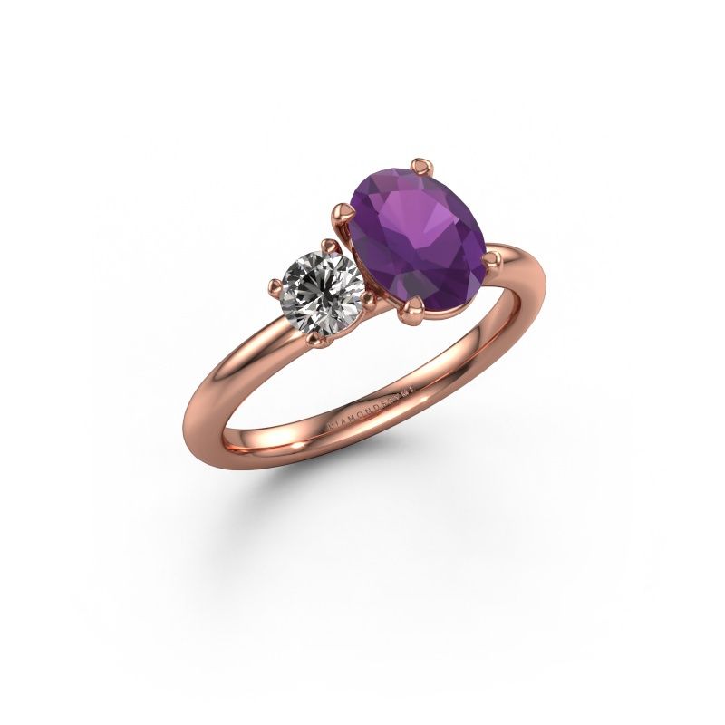 Verlobungsring Toi et Moi OVL-RND 585 Roségold Amethyst 8x6 mm