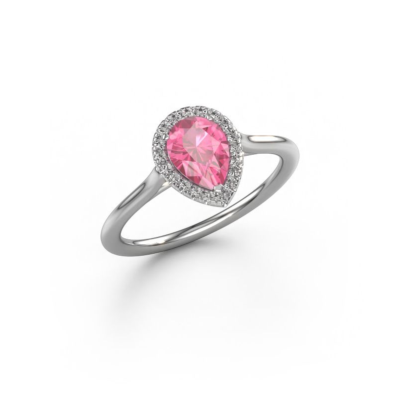 Bague de fiançailles Seline per 1 585 or blanc saphir rose 7x5 mm