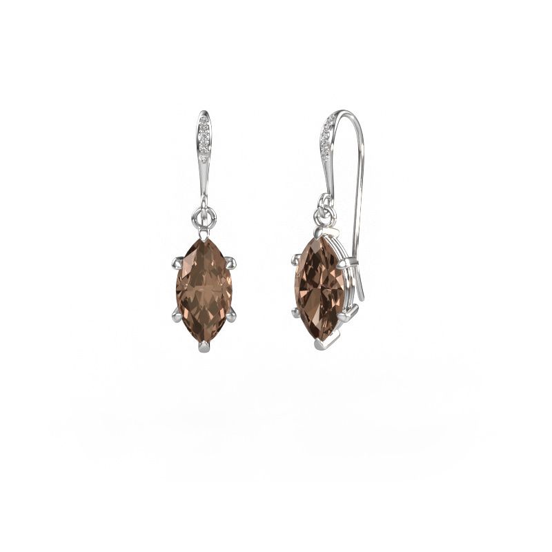 Pendants d'oreilles Laurie MRQ 2 585 or blanc diamant brun 2.030 crt