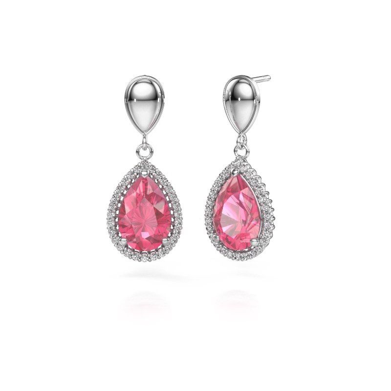 Drop earrings Tilly per 1 950 platinum pink sapphire 12x8 mm