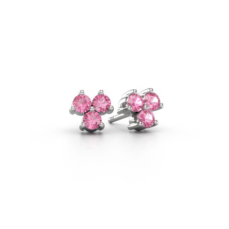Clous d'oreilles Shirlee 950 platine saphir rose 3 mm