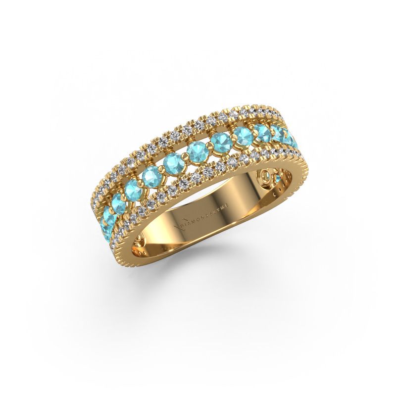 Bague Elizbeth 1 585 or jaune topaze bleue 2 mm