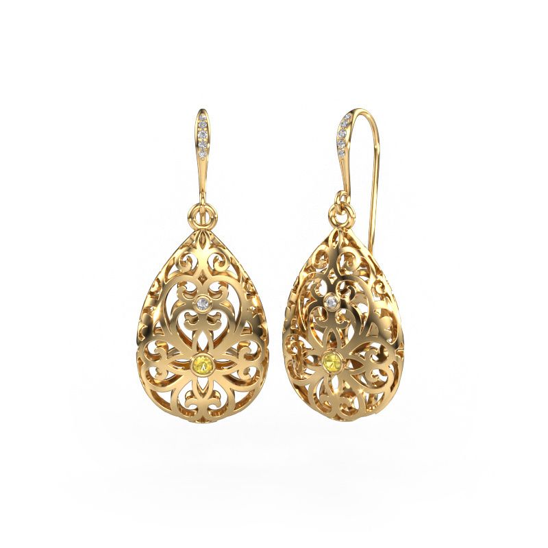 Drop earrings Idalia 2 585 gold yellow sapphire 2 mm