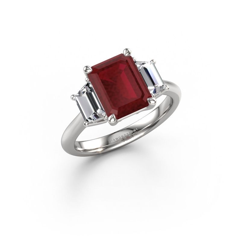 Engagement ring Maggie EME 950 platinum ruby 9x7 mm