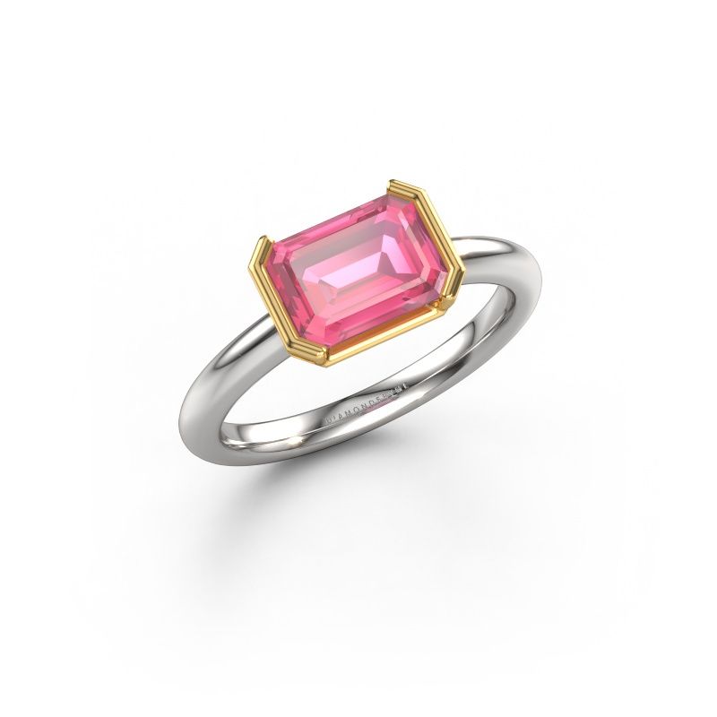 Bague de fiançailles Tayler EME 585 or blanc saphir rose 8x6 mm