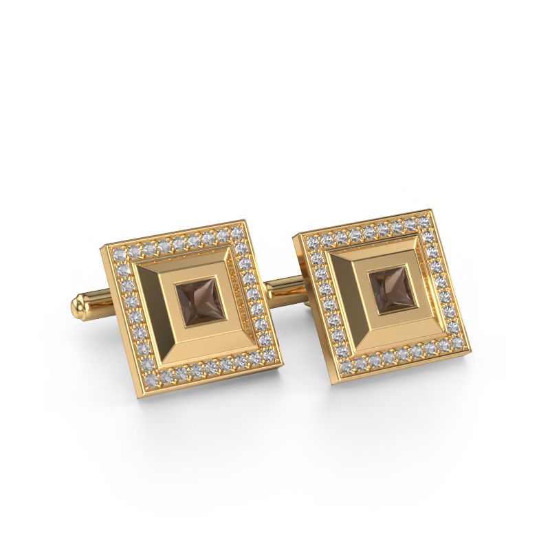 Cufflinks Joris 585 gold smokey quartz 4 mm