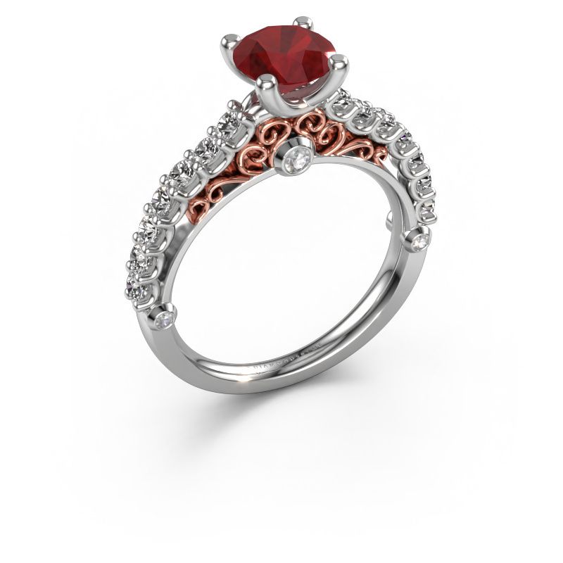 Engagement ring Shaunda 585 white gold ruby 6 mm