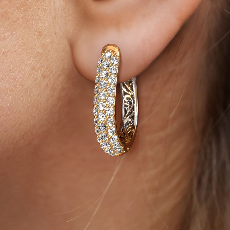 Image of Hoop earrings Danika 12.5 A 585 gold zirconia 1.7 mm