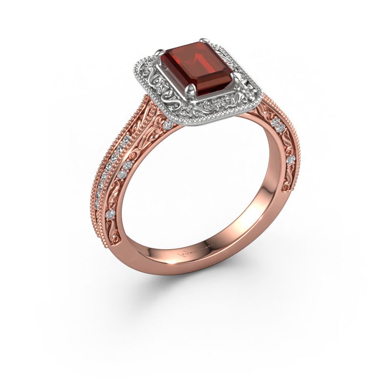 Verlobungsring Alice EME 585 Roségold Granat 7x5 mm