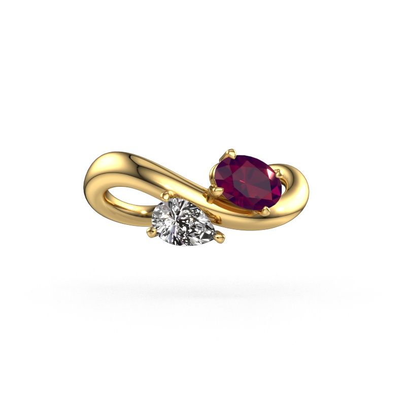 Bague de fiançailles Chloe OVL-PER 585 or jaune rhodolite 6.5x4.5 mm