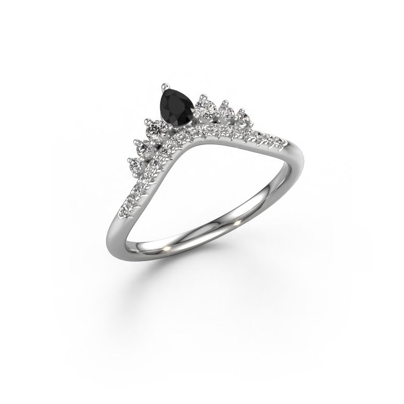 Aanschuifring Crown A 585 witgoud zwarte diamant 0.473 crt
