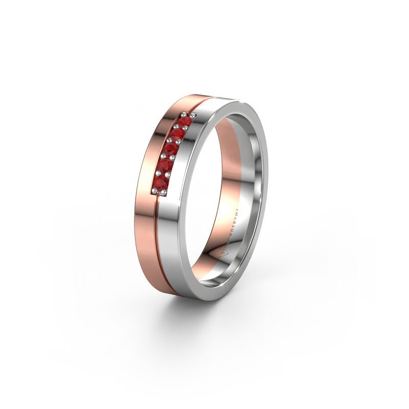 Trouwring WH0211L15AP 585 rosé goud robijn ±5x1.7 mm