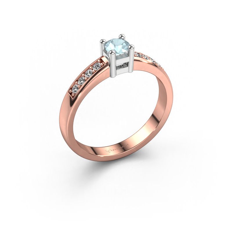 Verlovingsring Eline 2 585 rosé goud aquamarijn 3.7 mm