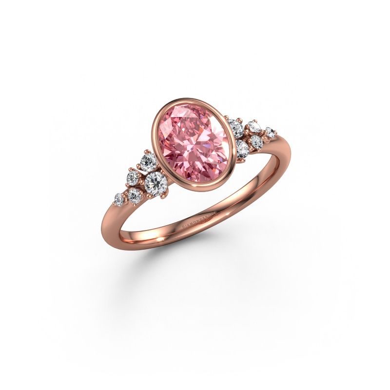 Engagement ring Aliyah OVL 585 rose gold pink lab grown diamond 8x6 mm