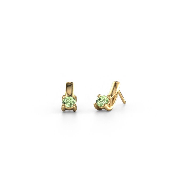 Earrings Mia 1 585 gold green lab grown diamond 4.2 mm