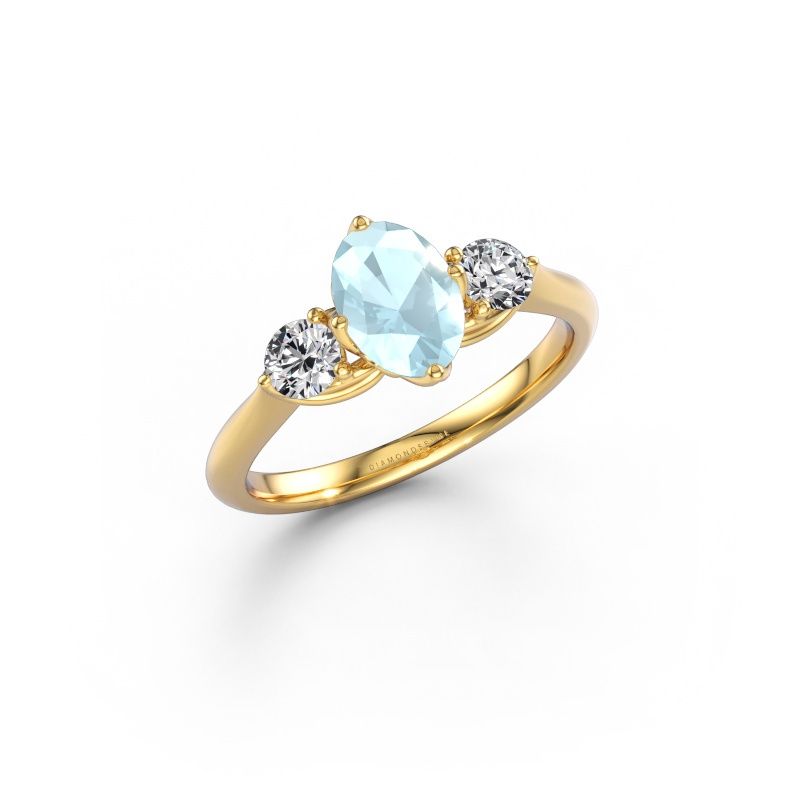 Bague de fiançailles Vosje OVL 585 or jaune aigue-marine 7,5x5,5 mm