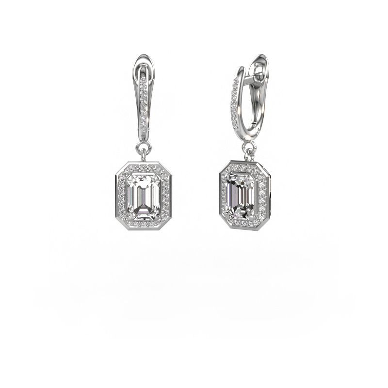 Pendants d'oreilles Dodie 2 950 platine zircone 7x5 mm