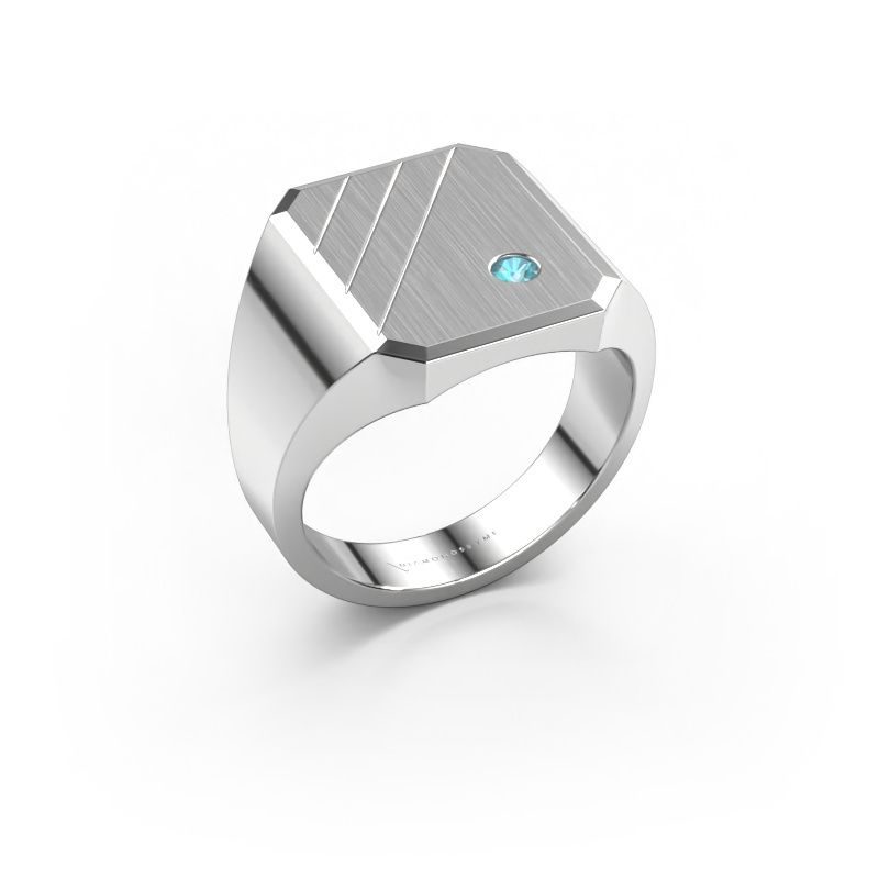 Signet ring Patrick 4 950 platinum blue topaz 2.5 mm