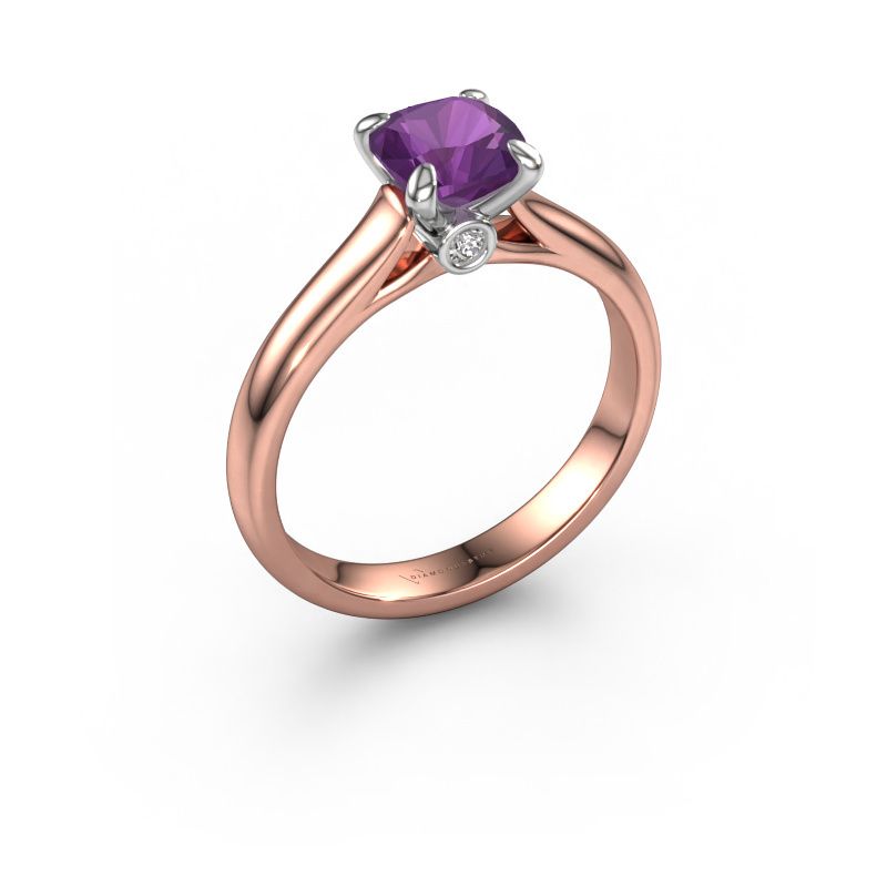 Verlovingsring Valorie cus 1 585 rosé goud amethist 6 mm