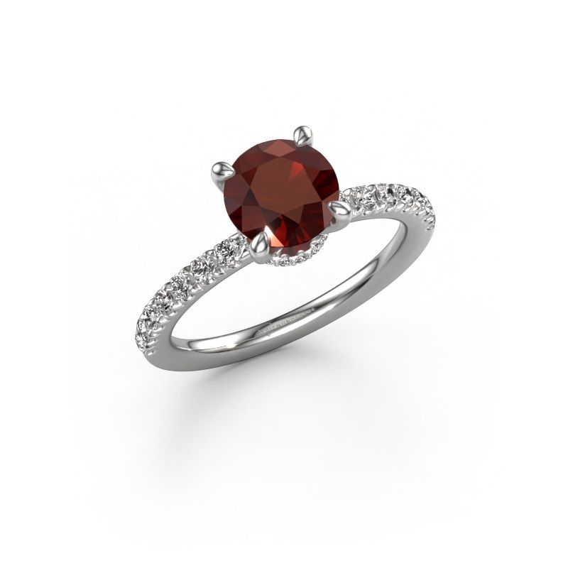 Verlobungsring Crystal rnd 4 950 Platin Granat 7 mm