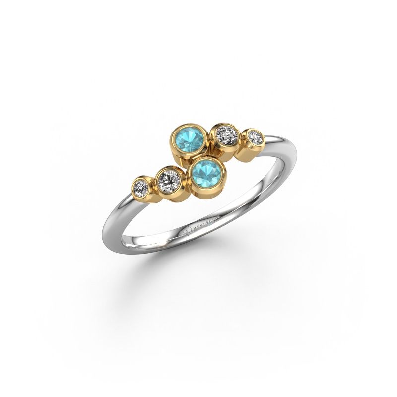 Ring Lonnie 585 witgoud blauw topaas 2.5 mm