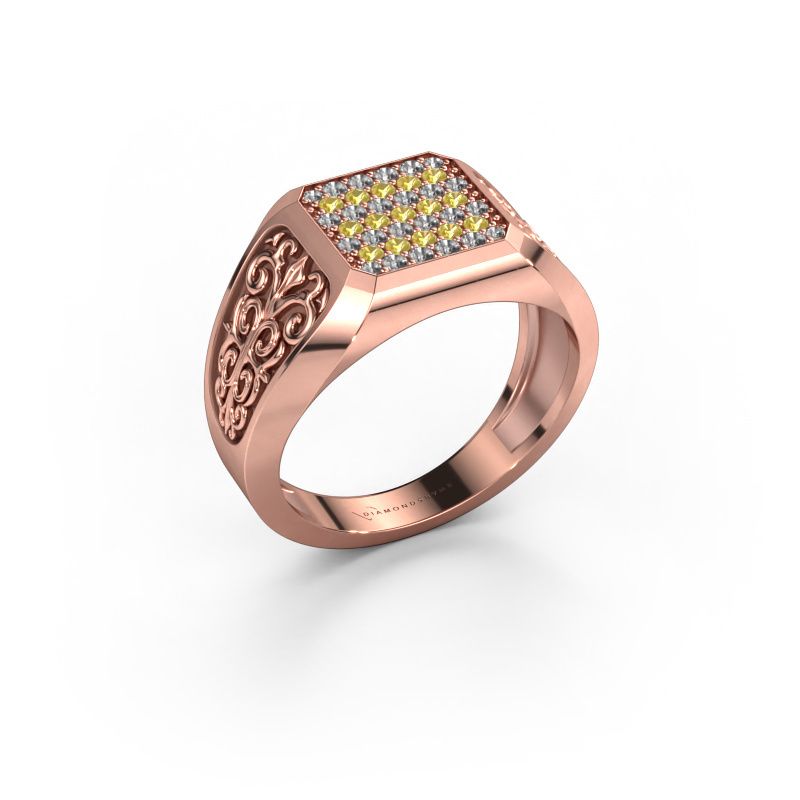 Heren ring Amir 585 rosé goud gele saffier 1.4 mm