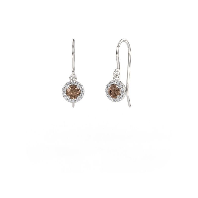 Boucles d'oreilles Seline rnd 2 585 or blanc diamant brun 0.64 crt