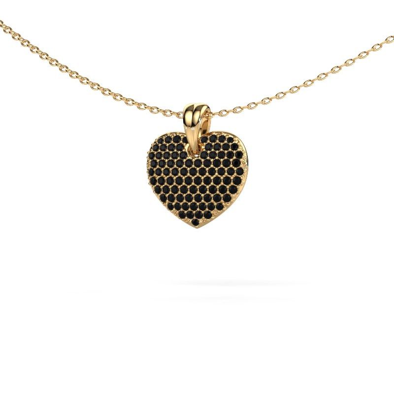 Pendant Heart 5 585 gold black diamond 0.48 crt