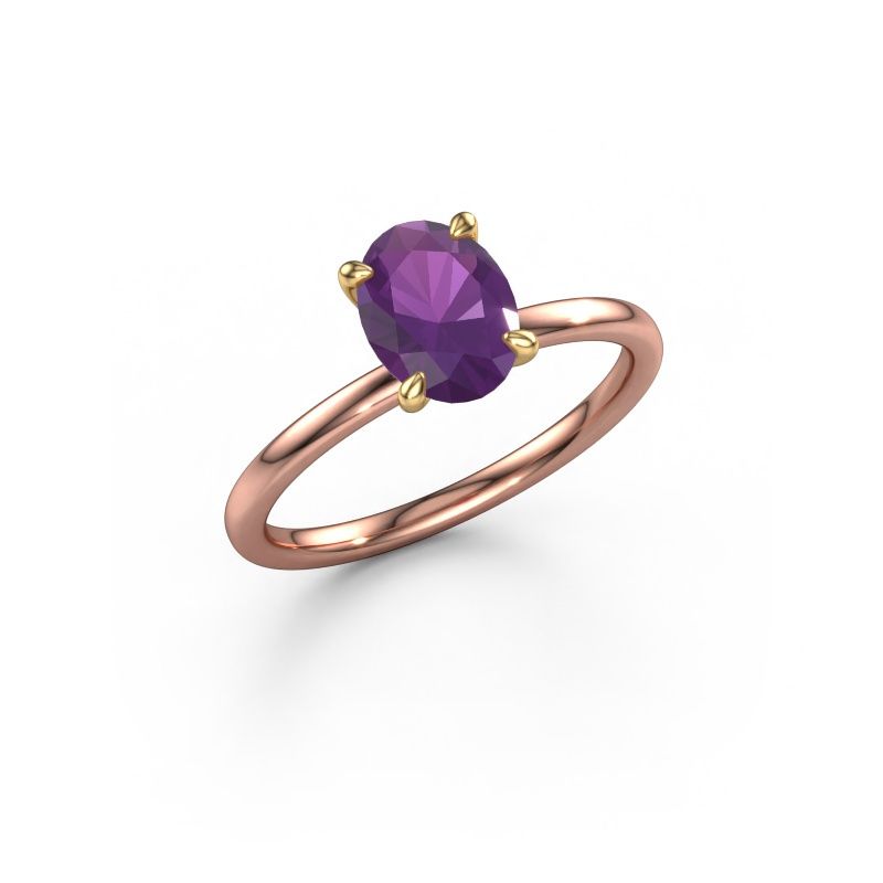 Engagement ring Crystal OVL 1 585 rose gold amethyst 8x6 mm