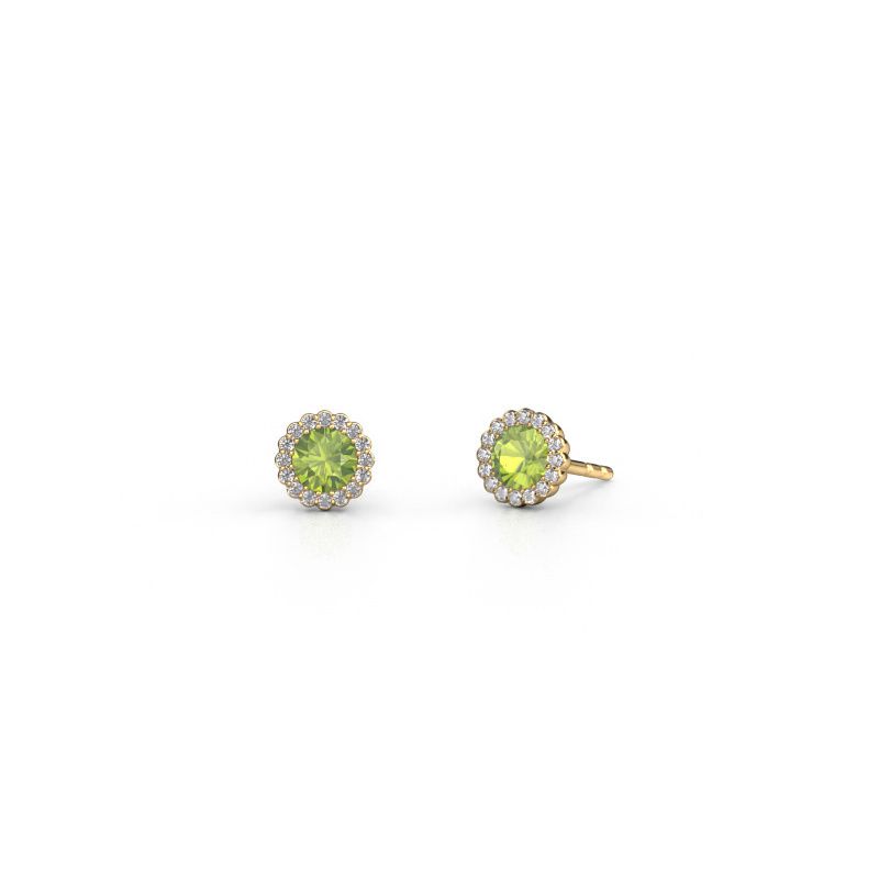 Oorbellen Queen 585 goud peridoot 4.2 mm