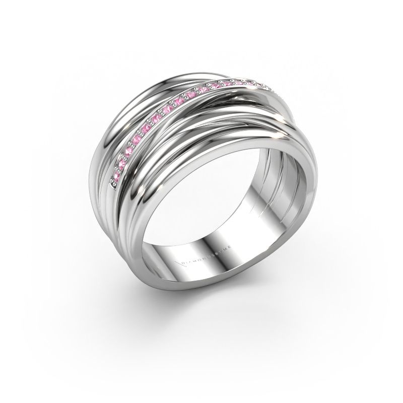 Bague Fien 585 or blanc saphir rose 1 mm