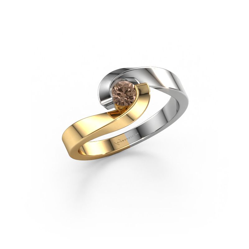 Engagement ring Sheryl 585 gold brown diamond 0.20 crt