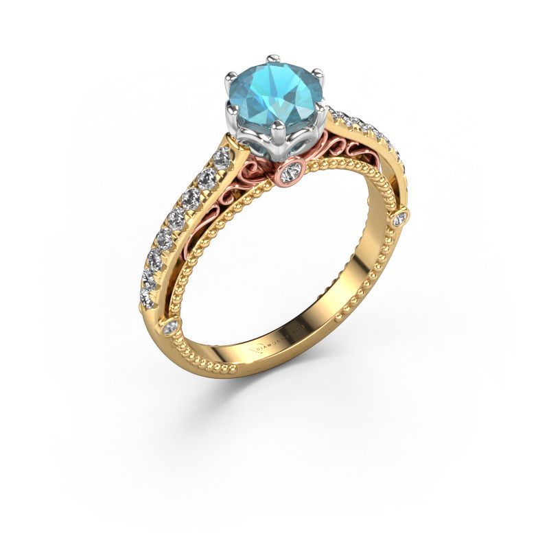 Verlovingsring Venita 585 goud blauw topaas 6.5 mm