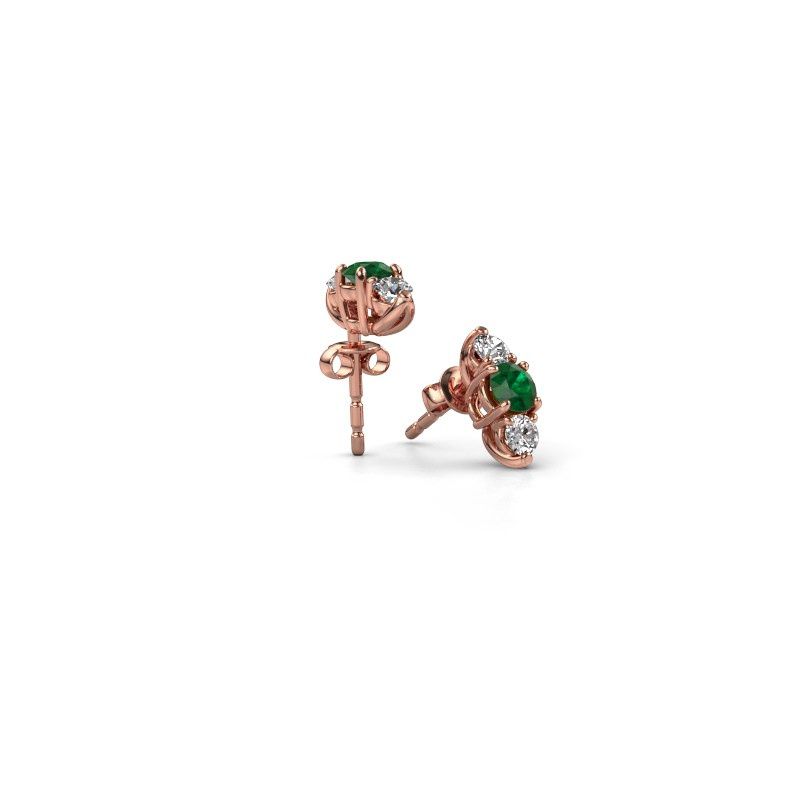 Image of Earrings Amie 585 rose gold emerald 4 mm