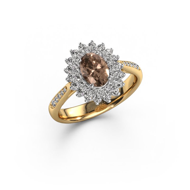 Bague de fiançailles Alina 2 585 or jaune diamant brun 0.70 crt