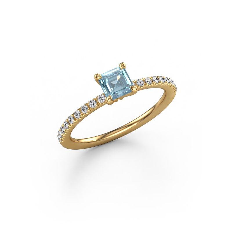 Engagement ring Crystal ASSC 2 585 gold blue lab grown diamond 4.5 mm
