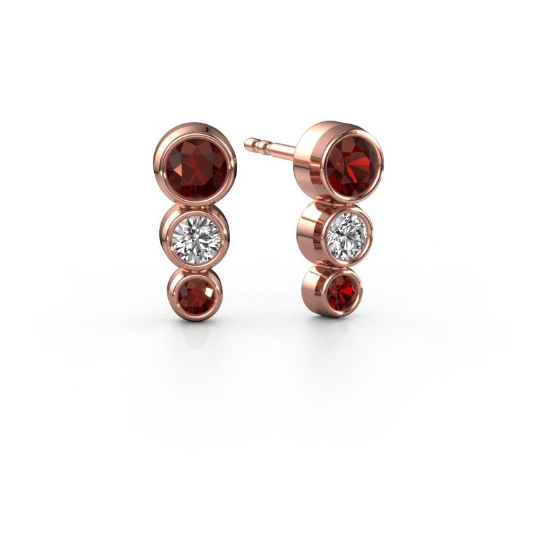 Stud earrings Linda 585 rose gold garnet 4 mm