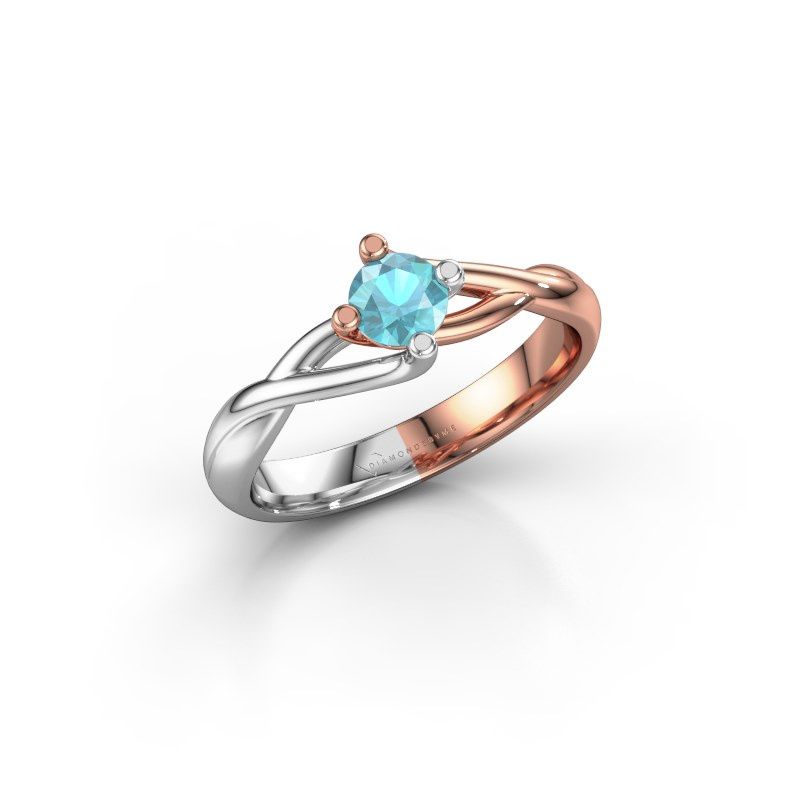 Image of Ring Paulien<br/>585 rose gold<br/>Blue topaz 4.2 mm