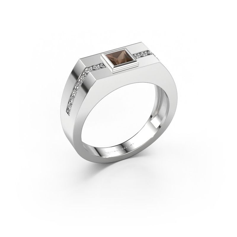 Men's ring Robertus 2 950 platinum smokey quartz 4 mm
