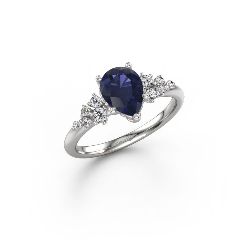 Engagement ring Emma PER 585 white gold sapphire 8x6 mm