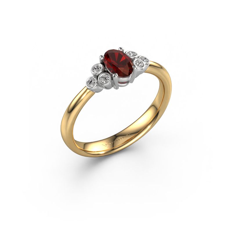 Verlovingsring Lucy 1 585 goud granaat 6x4 mm