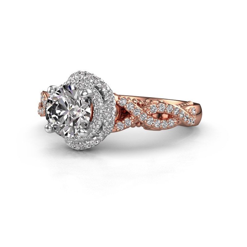 Afbeelding van Verlovingsring Leora<br/>585 rosé goud<br/>Zirkonia 6.5 mm