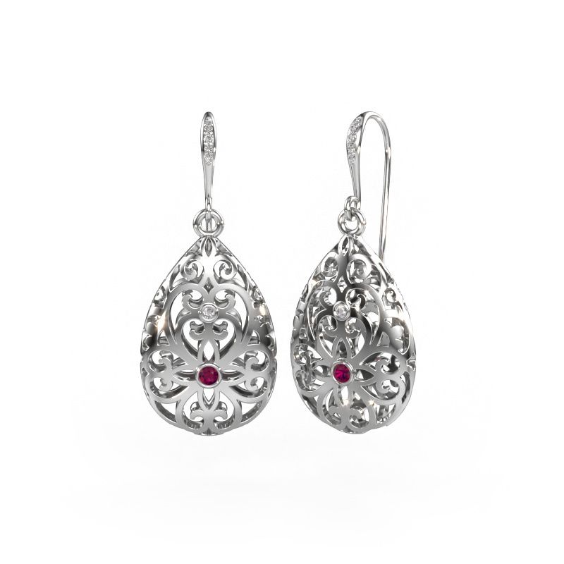 Pendants d'oreilles Idalia 2 585 or blanc rhodolite 2 mm